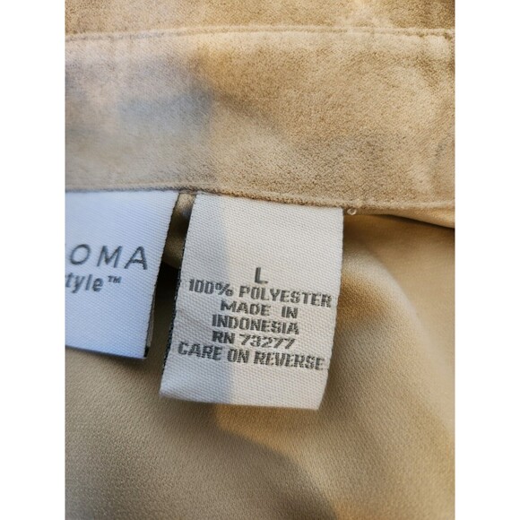Sonoma Button Up Suede Shirt Women's Large Long Sleeve Beige Adults L - Picture 11 of 13